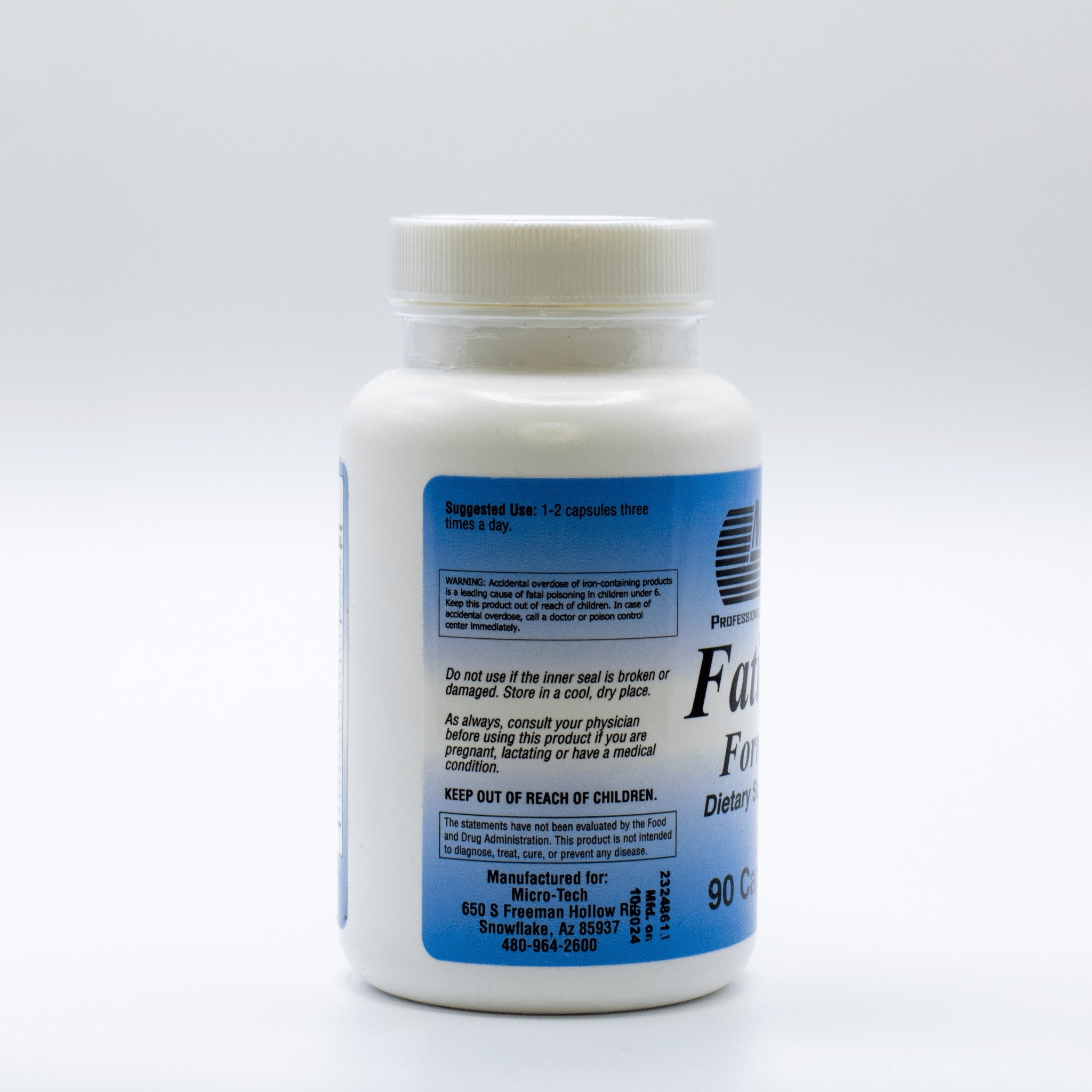 Fatigue Formula supplement bottle with vitamins minerals and enzymes