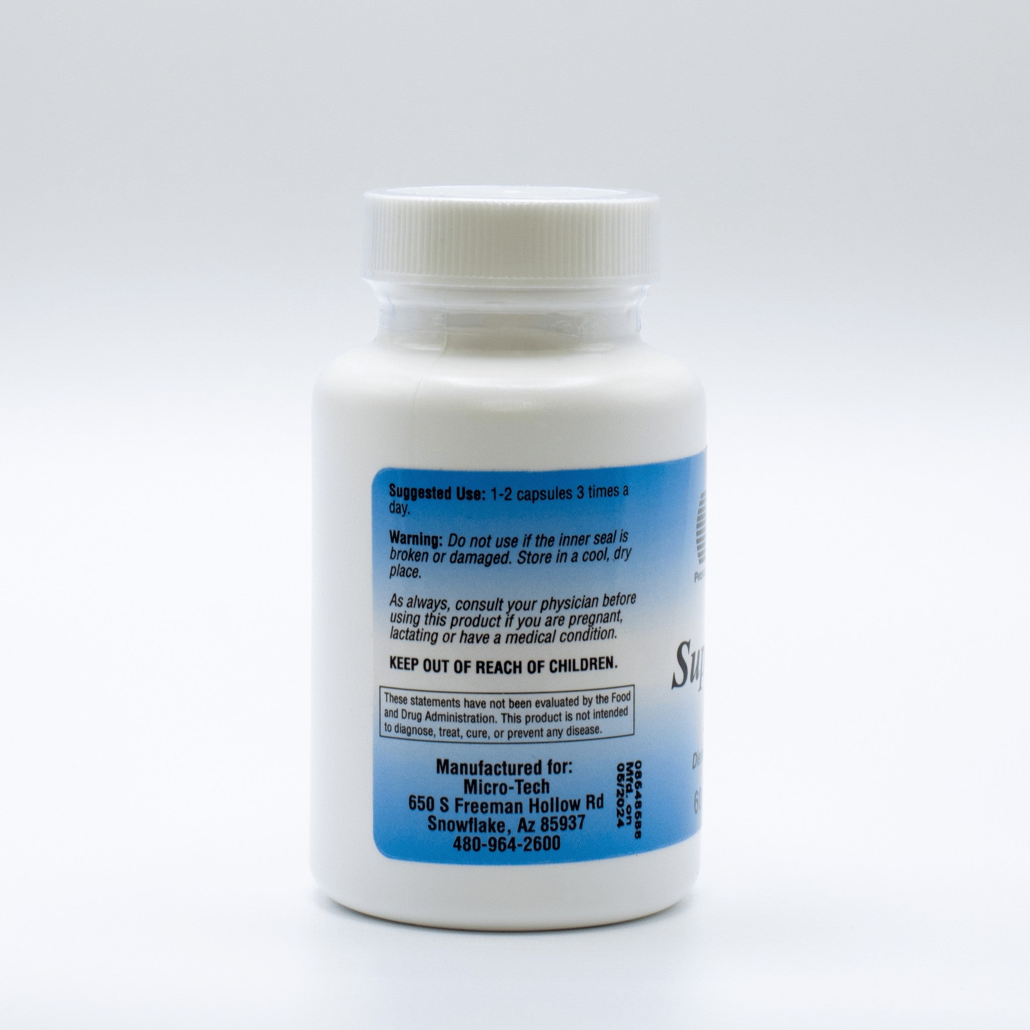 Super Slim supplement bottle with vitamins minerals and botanicals